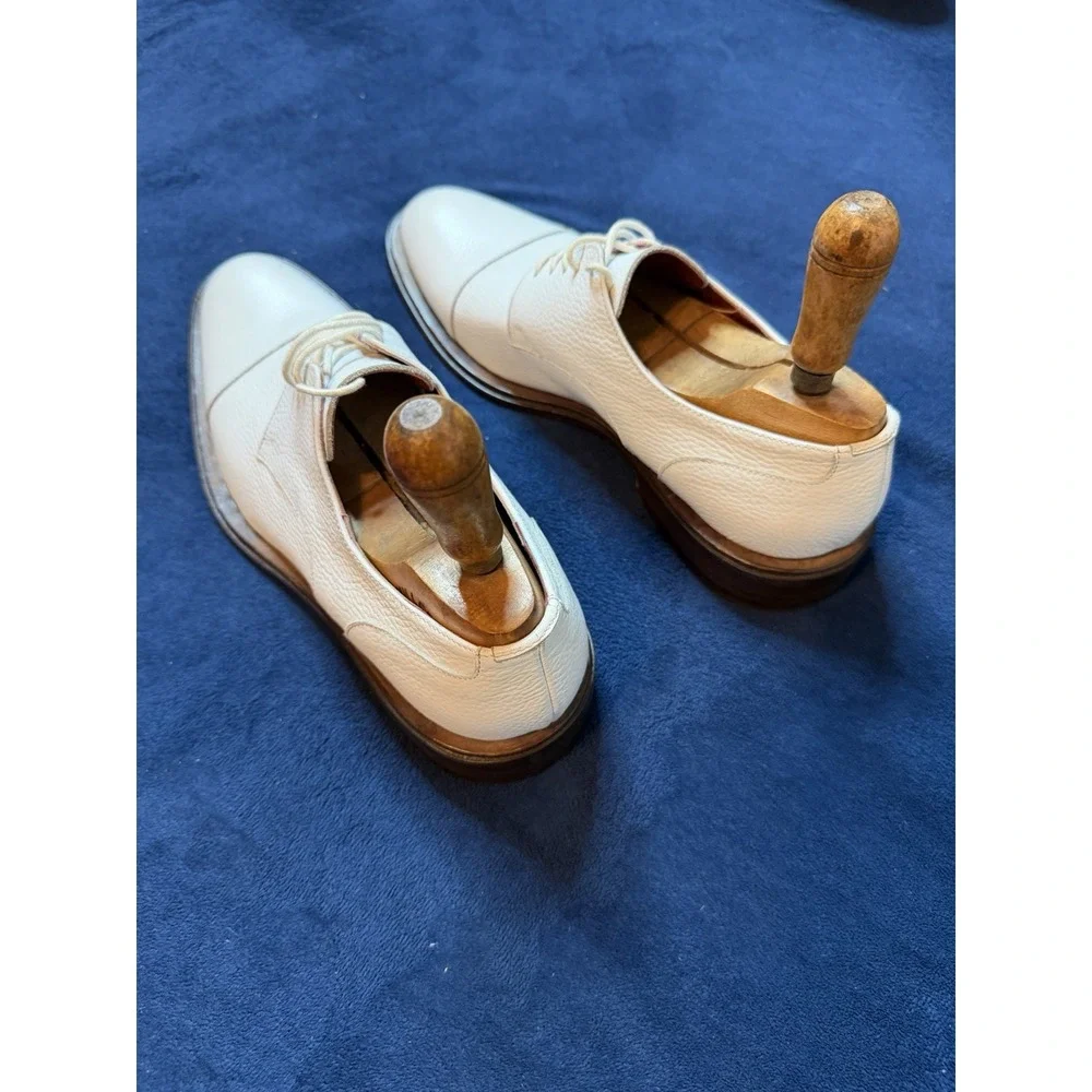 Vtg Jean Michael Cazabat White Toe Cap Oxford Dress Shoes Sz 41 EU Red Bottom